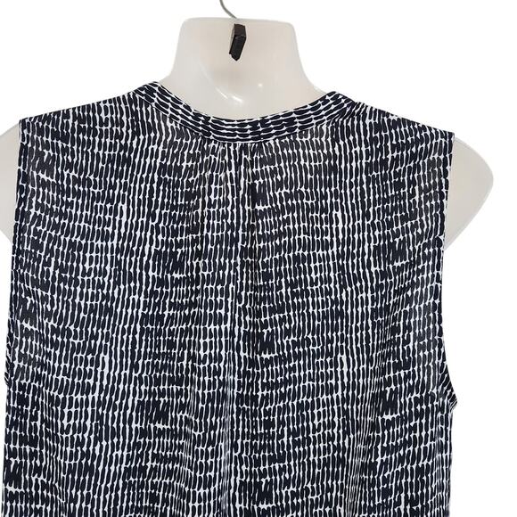 Hilary Radley Sleeveless Split Neck Sheer Tunic Dress Button Front Black Sz 10 - Picture 7 of 10